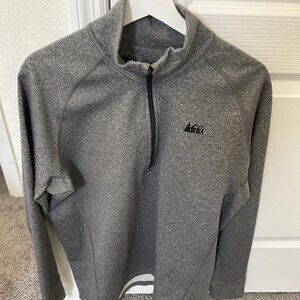 REI Men’s pullover athletic fleece jacket gray performance hiking outside L